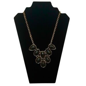 Thalia Sodi Statement Gold-Toned Necklace w/ Black Faceted Teardrop Stones